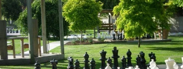 Giant Chess in the back games garden