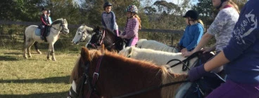 Riders learning some horse riding basics