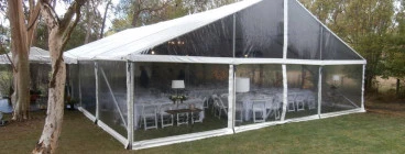 White pavilion with clear gable