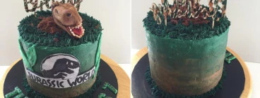 Jurassic world themed naked buttercream cake