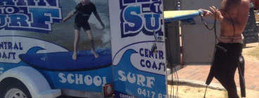 Look for the coolest trailer in the surf club car park.