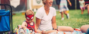 Kids dressing up as their favourite superheros at Sunset Cinema