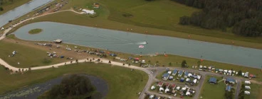 An aerial shot of Stoney Park with the two man made lakes.