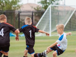Children playing soccer