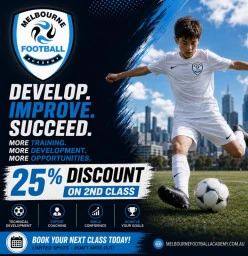 25% Discount on a Second Lesson per week Doncaster Soccer Classes &amp; Lessons