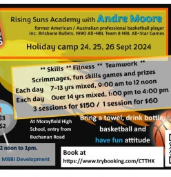 Risings Suns Academy September Holiday camp with Andre Moore Morayfield Basketball Classes &amp; Lessons