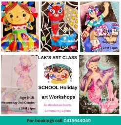 School Holiday Activities-Term 3 Mickleham Art Classes &amp; Lessons