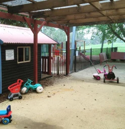 Covered outdoor area, cubby house and playground