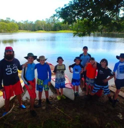 This Photo is of the Scouts and leaders after an overnight camping and Canoeing adventure on the Ross River
