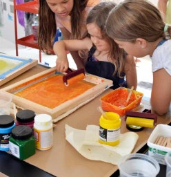 Screenprinting at The Pop art studio.