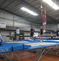 Jumping balancing flipping in to 2025 Subiaco Trampoline Clubs