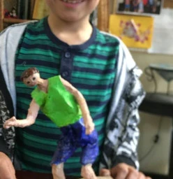 Sam with his finished Plaster and wire sculpture