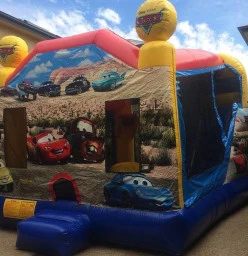 Cars Jumping Castle Combo with slide and basketball ring