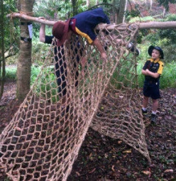 Cub Scout climbing rope wall