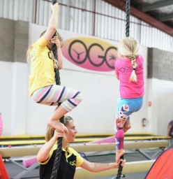 Rope climbs with a Preschool Class