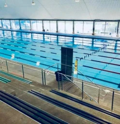 50mt 8 lane competition pool with grandstand.  Heated 28.5 indoor