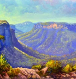 Govetts Leap Lookout, Oil on linen