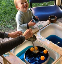 Creativity - water play at Tiny Seeds, Berry