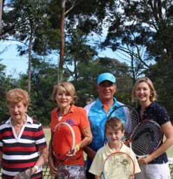 Lou Durante with 4 generations having tennis lessons