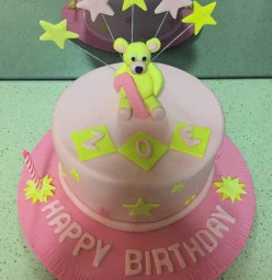 Chocolate marble cake with fondant teddy bear topper