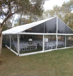 White pavilion with clear gable