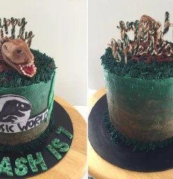 Jurassic world themed naked buttercream cake