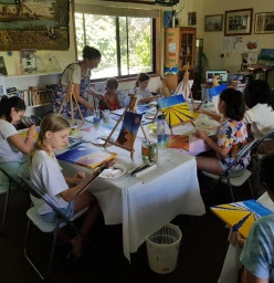 A fun, busy school holiday painting workshop!