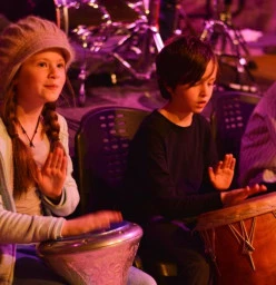 Middle Eastern drum part with Hannah and Ed.