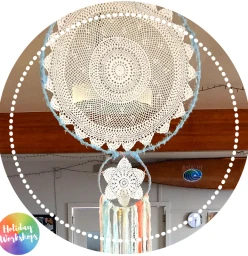 Doily Dreamcatcher Workshop! Beautiful Doily Dreamcatchers created from upcycled doilies, varied coloured ribbons, threads and pretty embellishments. Create a beautiful handmade piece to​ suit your home decor!