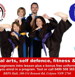 Martial arts, self defence, fitness and fun for kids 8+, teens and adults.