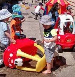 Playing 'carwash' on a hot day