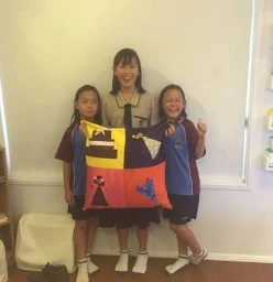 Cushiom completed by the girls as a gift for their Grandfather.