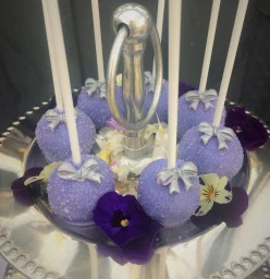 Baby Shower 1st Birthday dessert station - cake pops with fondant bow