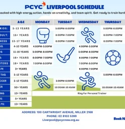 PCYC LIVERPOOL TIMETABLE