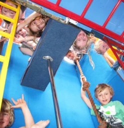 Two Levels connected by tunnels, Ladders, ropes and Poles