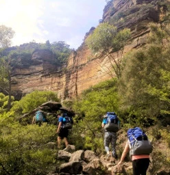Crossing the landslide in the Blue Mountains