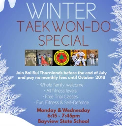 No Monthly Fees Until October 2017!!8 Thornlands Taekwondo Classes &amp; Lessons
