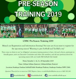 CHSC Pre-Season Training 2019! Castle Hill Softball Clubs
