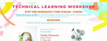 $95 Early Bird Price for 2020 January Holiday Workshop + New Session: Technical Learning Workshop Glen Waverley Art Classes &amp; Lessons
