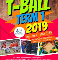 T-Ball Competition Term 1 2019 Edmonton Softball Associations