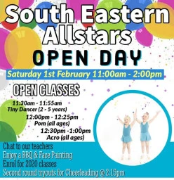 South Eastern Allstars open day Cranbourne Cheerleading Classes &amp; Lessons