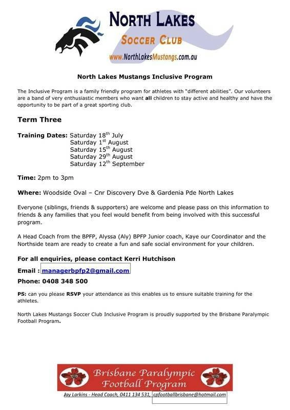 North Lakes Mustangs Inclusive Soccer Program