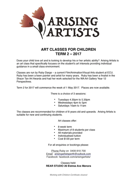 Arising Artists - Art Classes for kids: age 8 - above